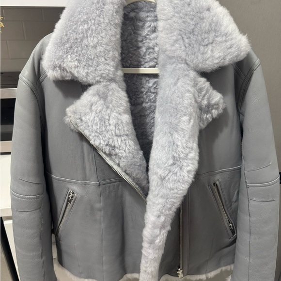 IRO Jackets & Blazers - IRO Gray Leather Jacket with Silver Accents